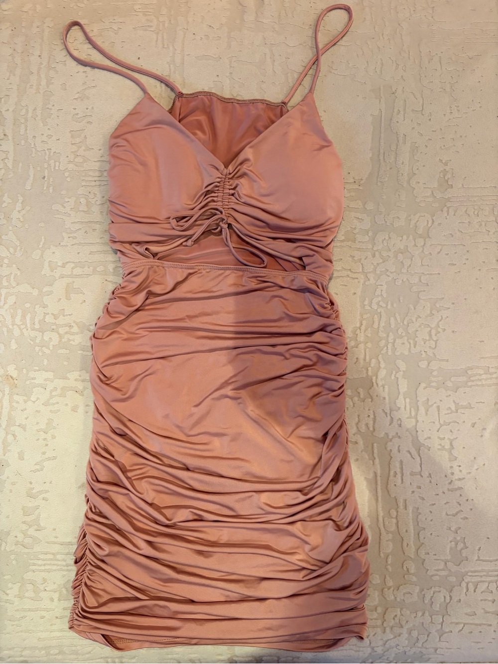 Ruched Spaghetti Strap Bodycon Dress - Dusty Rose